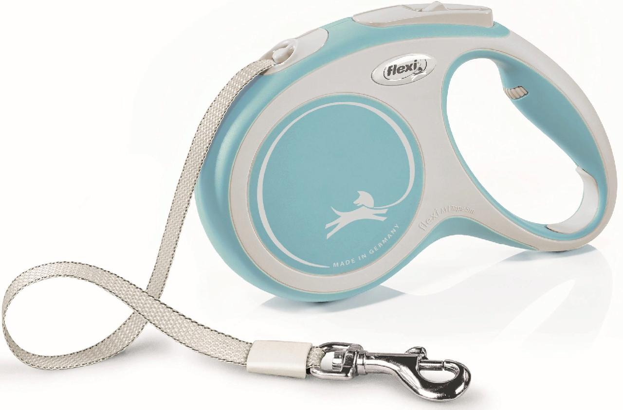 Рулетка FLEXI NEW COMFORT M ремень 5м до 25кг, светло-голубой