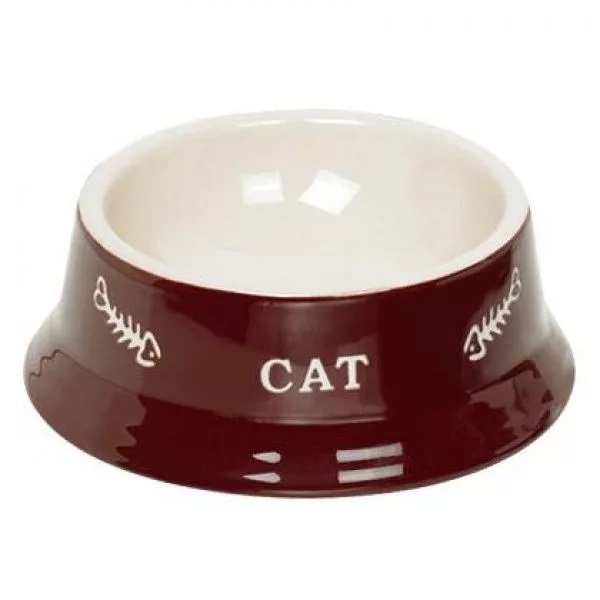 Миска 14x4,8см 0,14л керамика коричневая с рисунком CAT