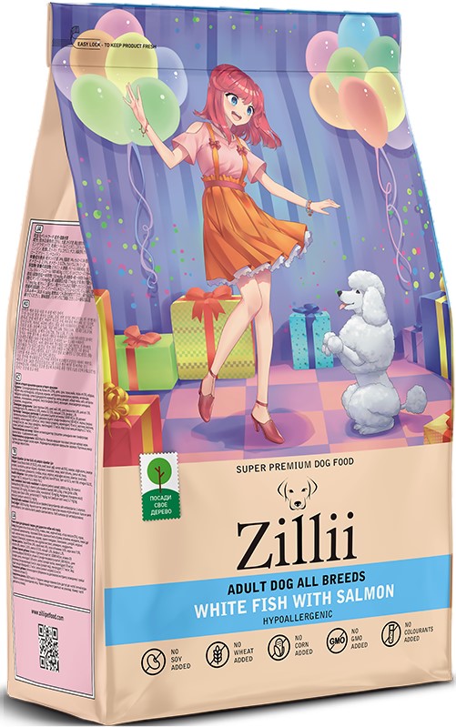 ZILLII Adult Dog корм для собак Белая Рыба с Лососем
