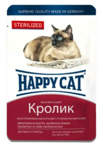 Хэппи Кэт пауч д/стерилиз. Кролик кусочки в соусе 100г
