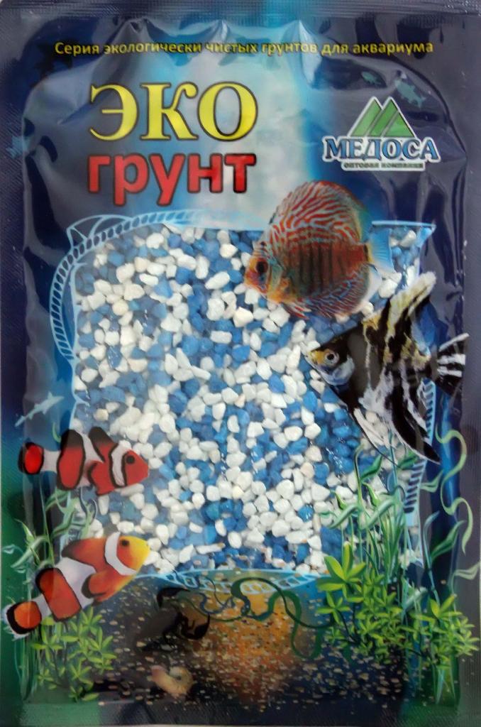 Цветная мраморная крошка 2-5мм БЕЛО-ГОЛУБАЯ (блестящая) 3,5кг