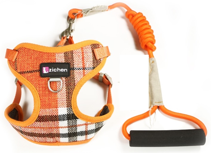 Шлейка-жилетка+поводок Zichen в клетку