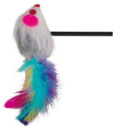 Удочка-дразнилка с мышкой, пластик/мех 50см