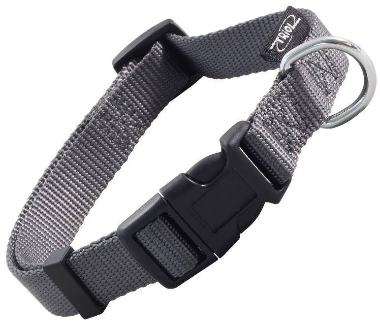 Ошейник нейлоновый для собак со светоотражающей строчкой "Стандарт" L, серый, 25*450-680мм