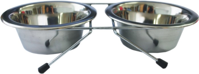 Подставка с металлическими мисками 2х0,35л