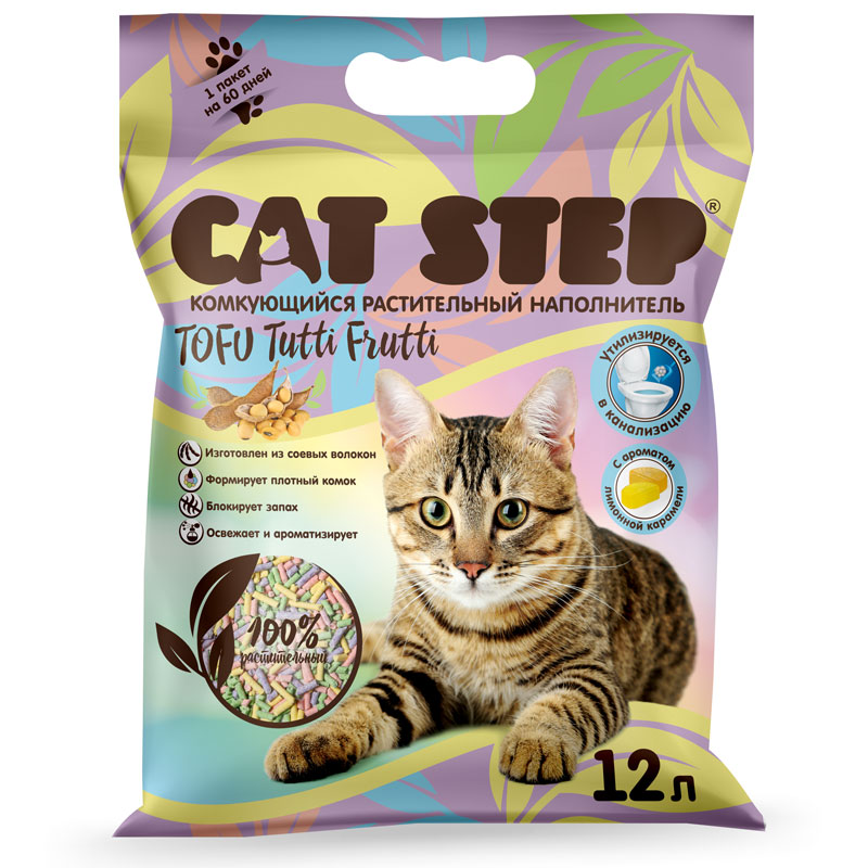 Наполнитель CAT STEP комкующийся растительный Tofu Tutti Frutti 12л