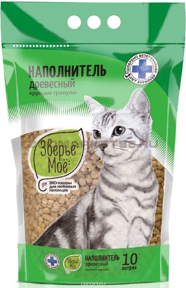 Наполнитель Зверьё моё древесный крупные гранулы 10л*2,8кг