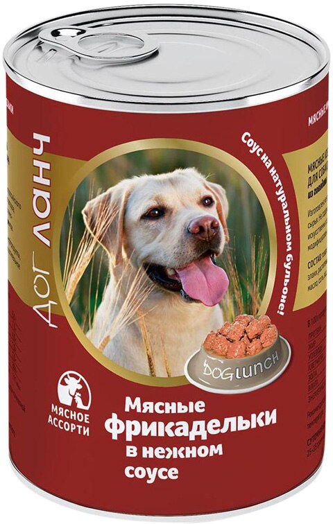 Дог Ланч кон.д/собак Фрикадельки в нежном соусе Мясное ассорти 850г