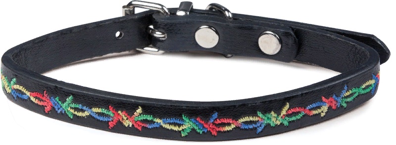 Ошейник из иск. кожи "Этно" XS, черный 10*310мм