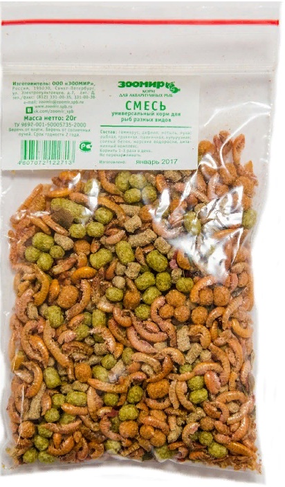 ЗООМИР "Cмесь" корм для всех взрослых рыб 20г (пакет)