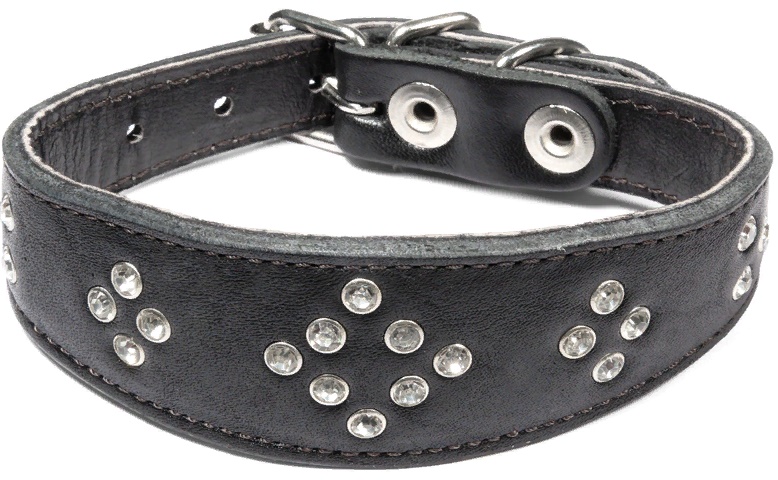 Ошейник кожаный двойной селедка "Каскад", 15*300мм