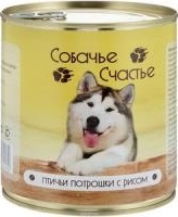 Собачье Счастье кон. д/с Птичьи потрошки с рисом 750г