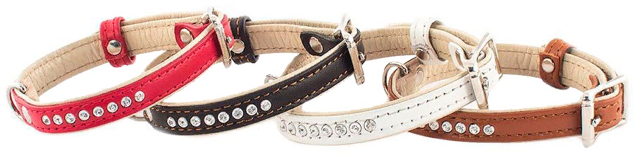 Ошейник Zoo-M "Классика" премиум 16мм 30-40см с прозрачными стразами