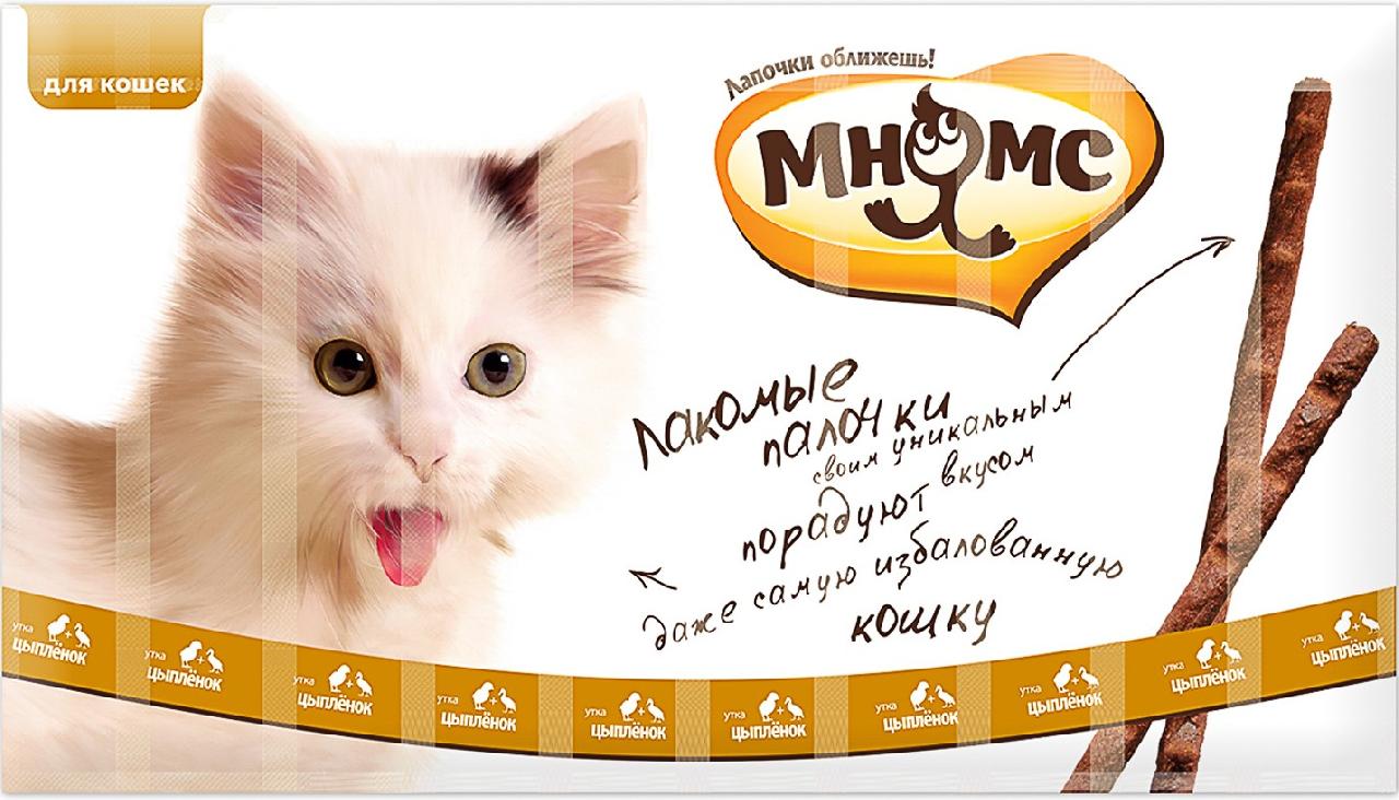 Мнямс лакомые палочки 13,5см для кошек с цыпленком и уткой 10х5г