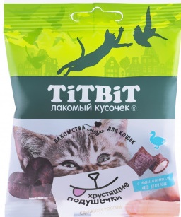 Хрустящие подушечки для кошек с паштетом из утки 30г
