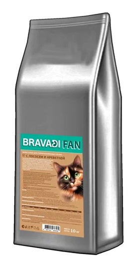 BRAVADI FAN для стерилизованных кошек с лососем и креветками