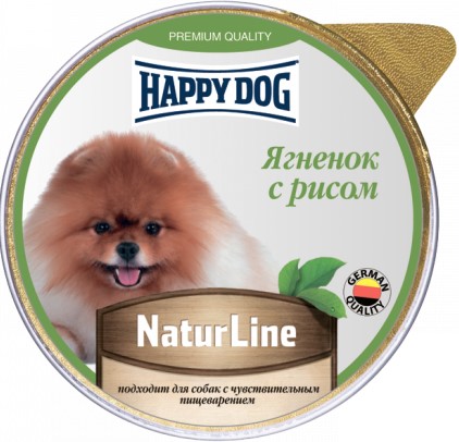 Хэппи Дог Natur Line Ягненок с рисом паштет 125г