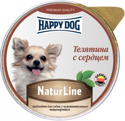 Хэппи Дог Natur Line Телятина с сердцем паштет 125г