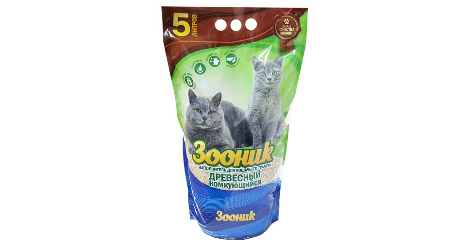 Наполнитель Зооник древесный комкующийся 5л