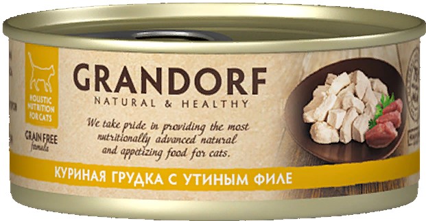 Грандорф конс. д/кошек Куриная грудка/утиное филе 70г
