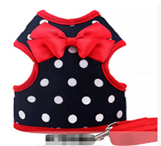 Набор шлейка-майка+поводок "Черная с бантом " M 40*120см