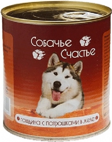 Собачье Счастье кон. д/с Говядина с потрошками в желе 750г