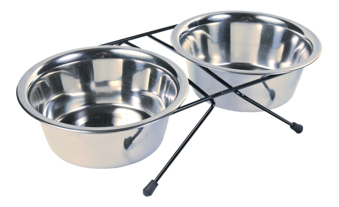 Подставка с двумя металлическими мисками 0,8л