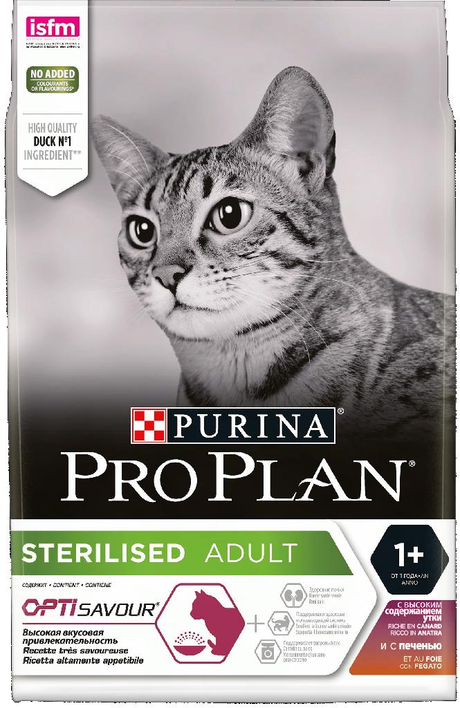 Проплан корм для кошек стерилизованных утка печень
