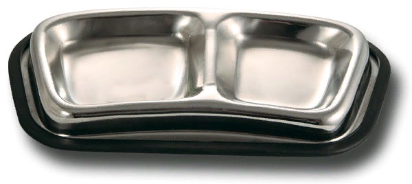 Миска металлическая двойная, 0,12*0,14л