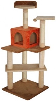 Когтеточка 4-х уровневая с домиком 125см