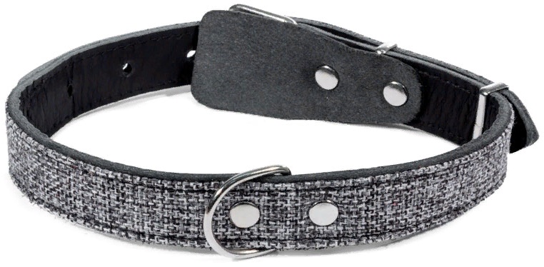 Ошейник кожаный "Твид" черный, 20*500мм