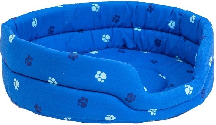 Лежак овальный стеганый 53*42*16см синий