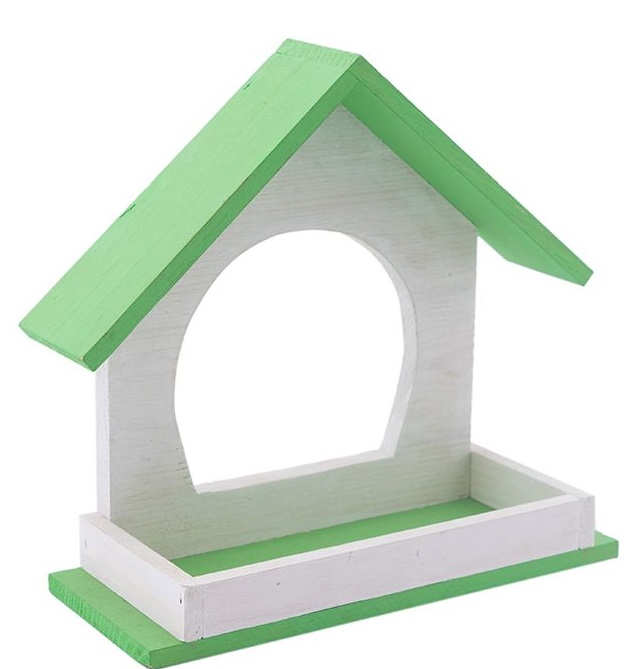 Кормушка уличная для птиц из дерева "Конфетти", зеленая (21,5х8хh19,5)