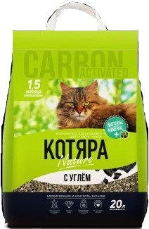 Наполнитель Котяра комкующийся с активированным углем 20л
