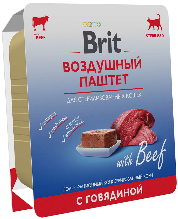 Brit Воздушный паштет для стерилизованных кошек Говядина 100г
