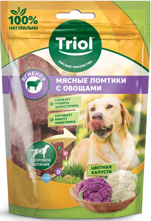 Мясные ломтики из ягненка с цветной капустой для собак, 70г