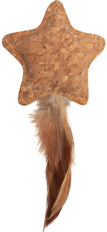 Игрушка для кошек из пробки "Звездочка с перьями", 80/150мм