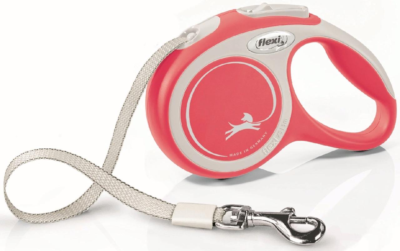 Рулетка FLEXI NEW COMFORT XS ремень 3 м до 12 кг, красный