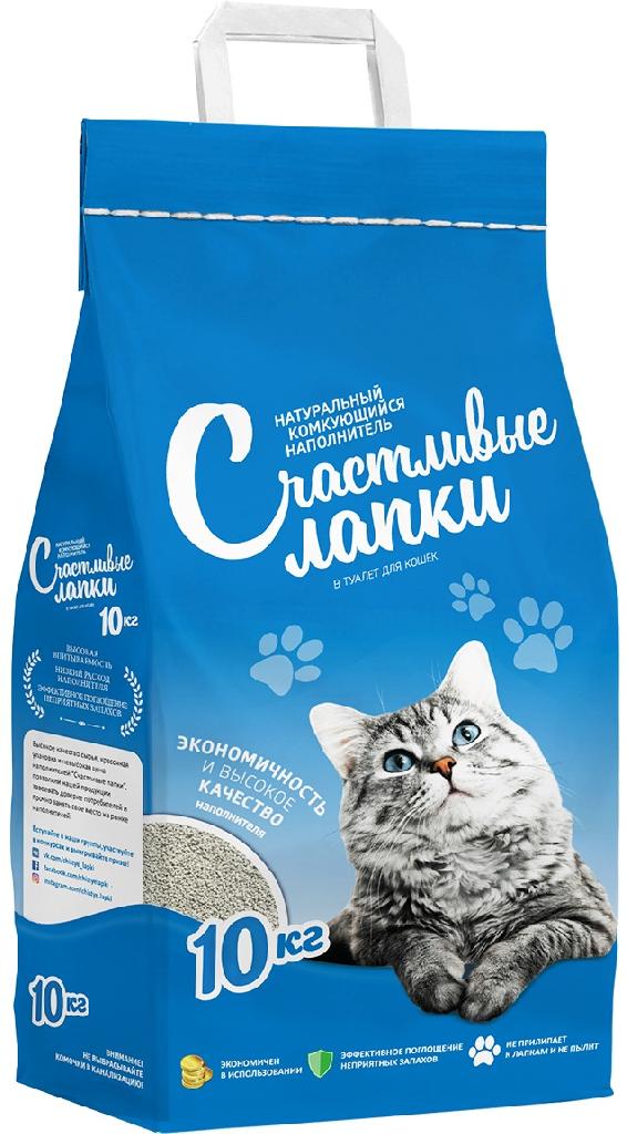 Наполнитель Счастливые Лапки д/кошек комк. 10кг
