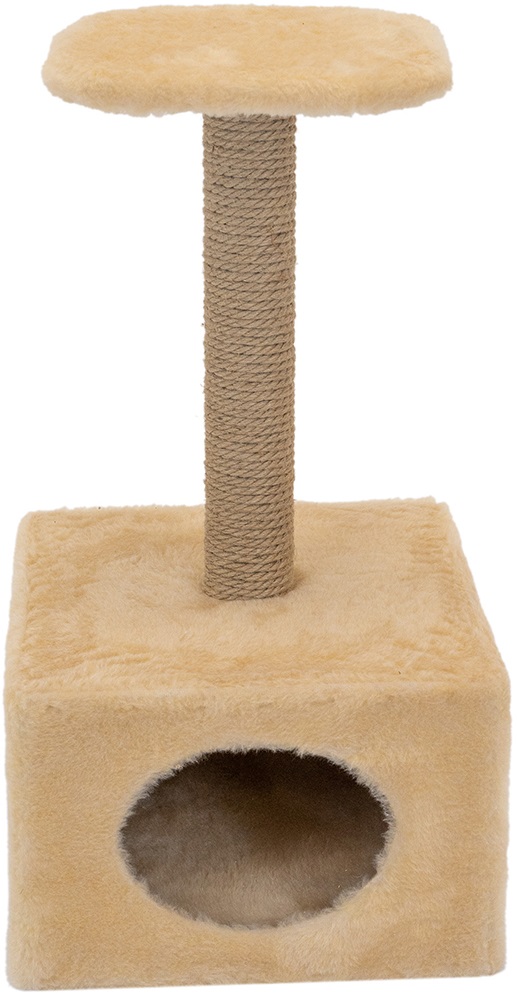 Домик-когтеточка "ЧИП" куб малый с полкой (столбик джут) 36*35*h71