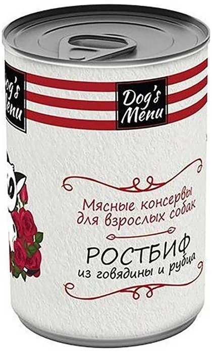 Dog`s Menu 340г Консервы для взрослых собак ростбиф из говядины и рубца