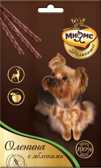 Мнямс Деликатес лакомые палочки 13,5см д/с с олениной и яблоком 3х11г