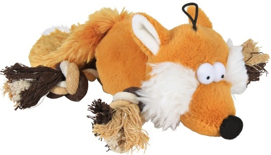 Игрушка для собак мягкая Лиса с верёвочными ногами, 34см
