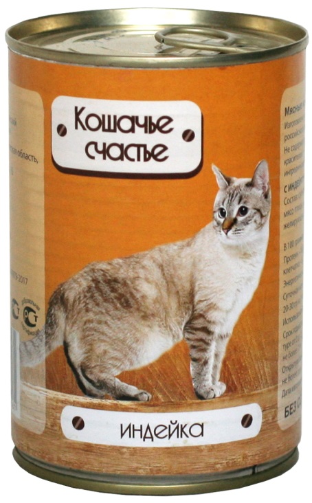 Кошачье Счастье кон. д/к Индейка 410г