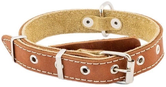 Ошейник кожаный ECO серия "ДРУГ", язычок, простроченный