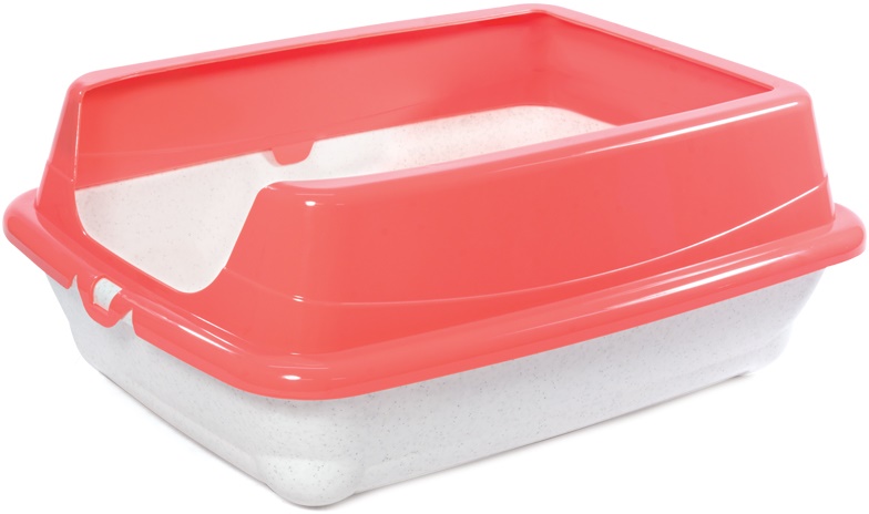 Туалет для кошек прямоугольный с высоким бортом  Пушок белый/серый, 460*350*230мм