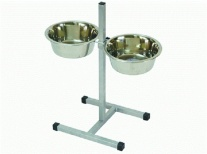 Кормушка-телескоп мини (профиль 15*15мм),h30см,2*0,4л,D14см хром,миска