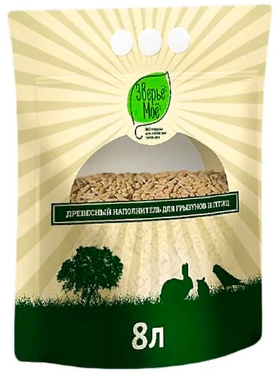 Наполнитель Зверьё Моё древесный для грызунов и птиц 8л (2кг)