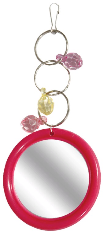 Игрушка для птиц "Зеркало с украшением", 16х6см