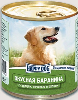 Хэппи Дог д/с Вкусная Баранина/серд/печень/рубец 750г